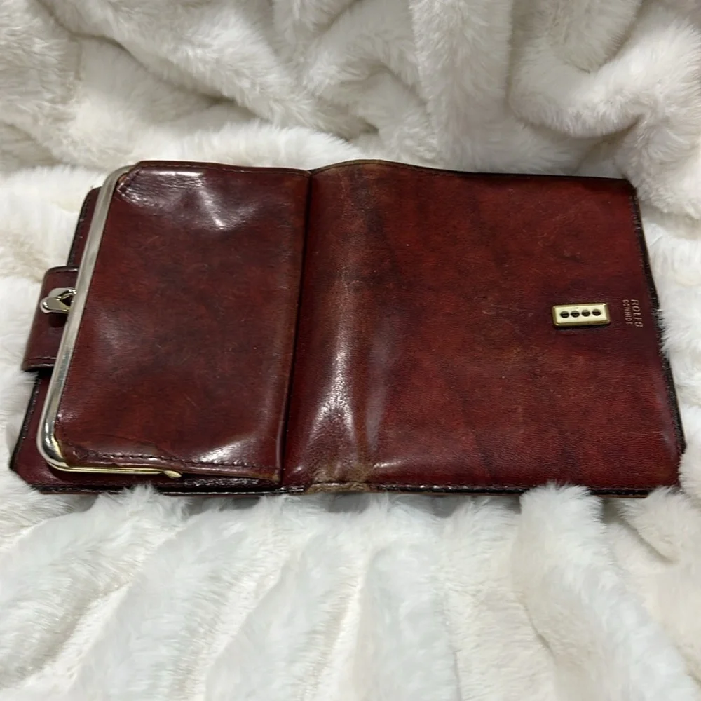 Rolf’s Cowhide Leather Hand Made Stitched Key Lock Bifold Wallet